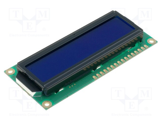 Display: LCD; alphanumeric; STN Negative; 16x2; blue; 80x36x10mm