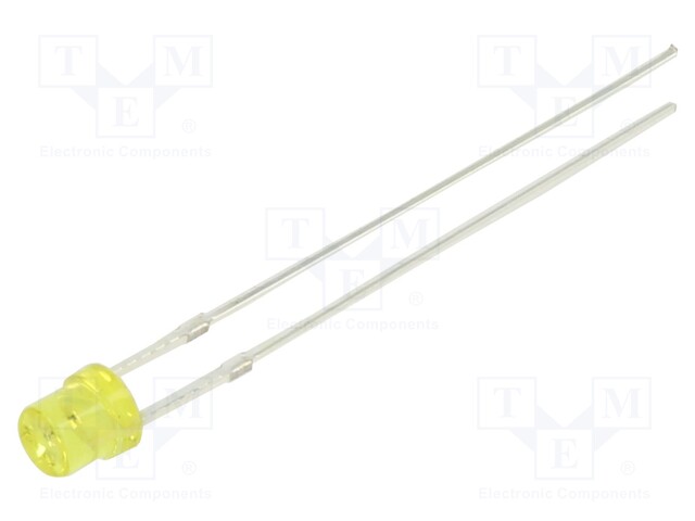 LED; 3mm; yellow; 220÷330mcd; 80°; Front: recessed; 1.8÷2.6V; 78mW