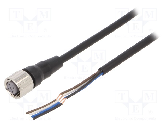 Connection lead; M12; PIN: 4; straight; Len: 2m; plug; 4A; -10÷80°C