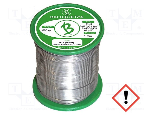 Soldering wire; Sn99Ag0,3Cu0,7; 1mm; 0.5kg; lead free; 217÷227°C