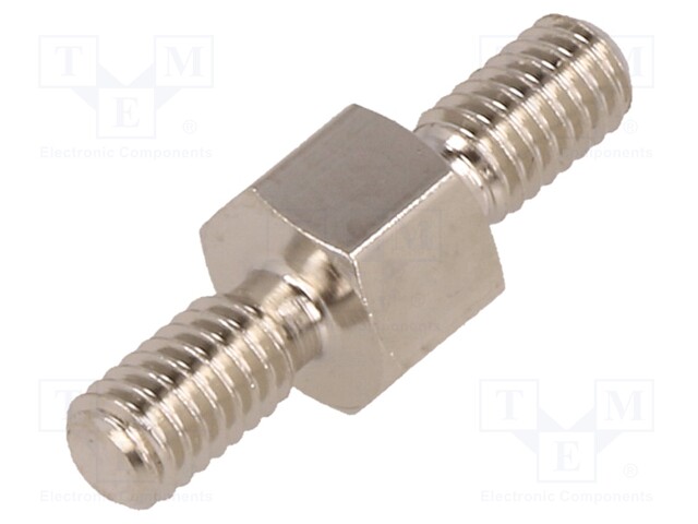 Screwed spacer sleeve; 5mm; Ext.thread: M4; hexagonal; brass