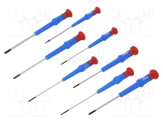 Kit: screwdrivers; Pcs: 8; precision; slot