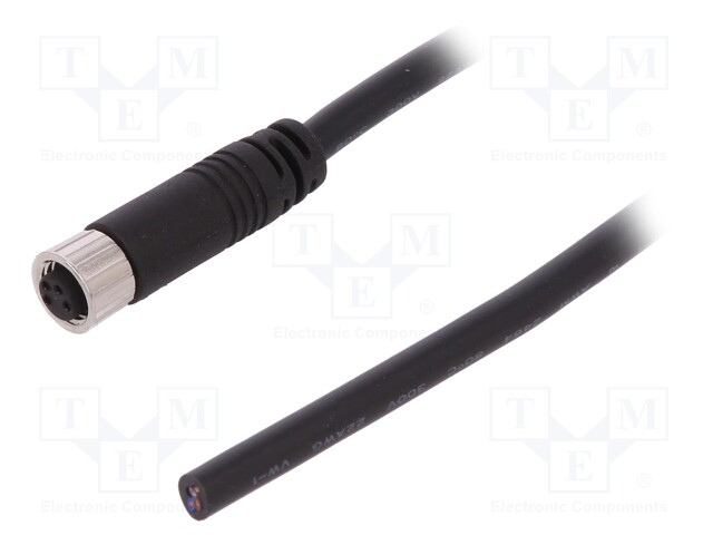 Connector: M8; 2m; female; PIN: 4; straight; plug; 3A; 30V; IP67