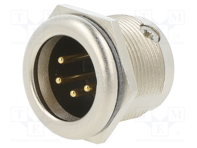 Socket; XLR; male; PIN: 4; straight; soldering; silver; 10A; 1.5mm2