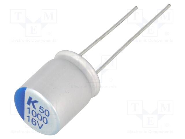 Capacitor: polymer; 1000uF; 16VDC; ESR: 13mΩ; A750; THT; ±20%; 2000h