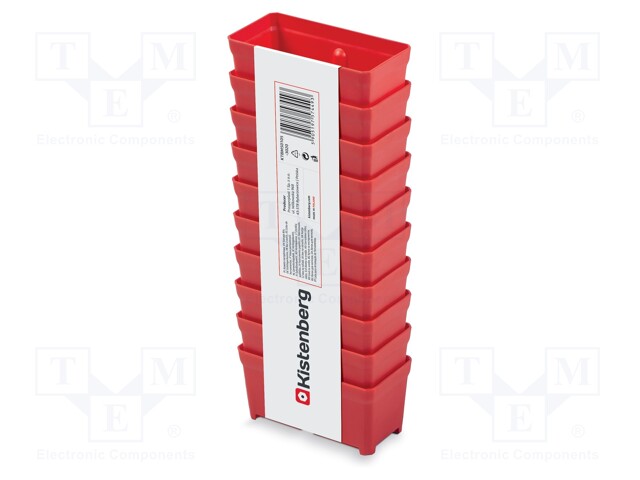 Container: cuvette; red; 105x50x50mm; 10pcs; TAGER BOX; low