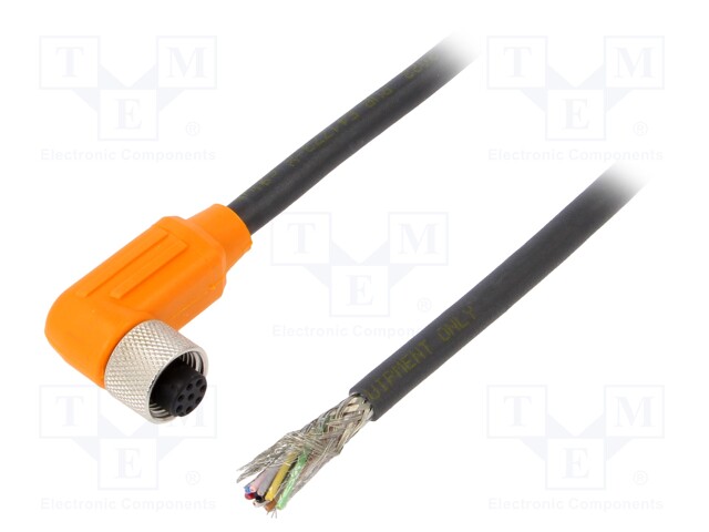 Connection lead; M12; PIN: 8; angled; 10m; plug; 30VAC; 4A; -25÷80°C