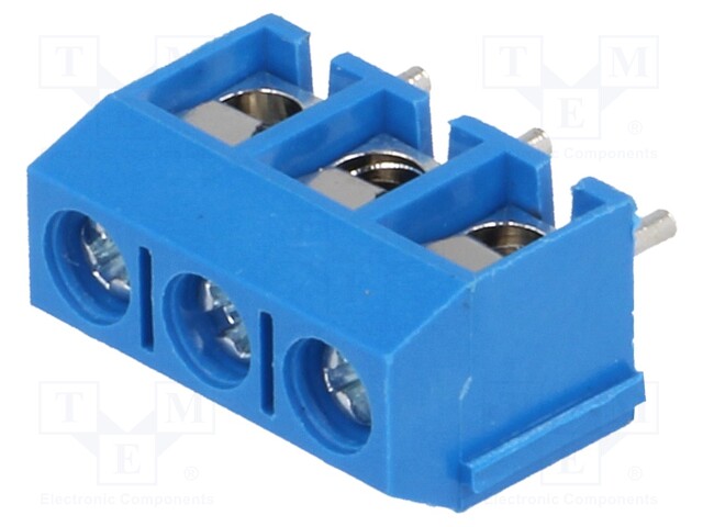 PCB terminal block; angled 90°; 5mm; ways: 3; on PCBs; 1.5mm2; 16A