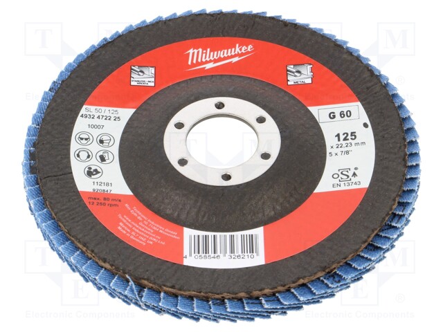 Flap grinding wheels; Ø: 125mm; Øhole: 22.2mm; Granularity: 60