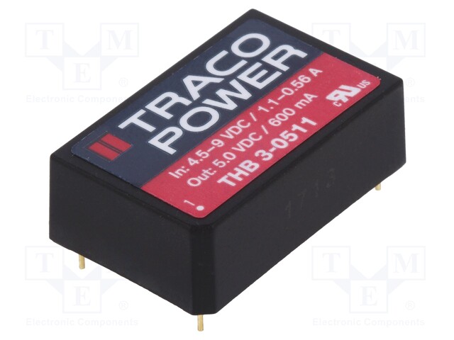 Converter: DC/DC; 3W; Uin: 4.5÷9V; 5VDC; Iout: 600mA; DIP24; 150kHz