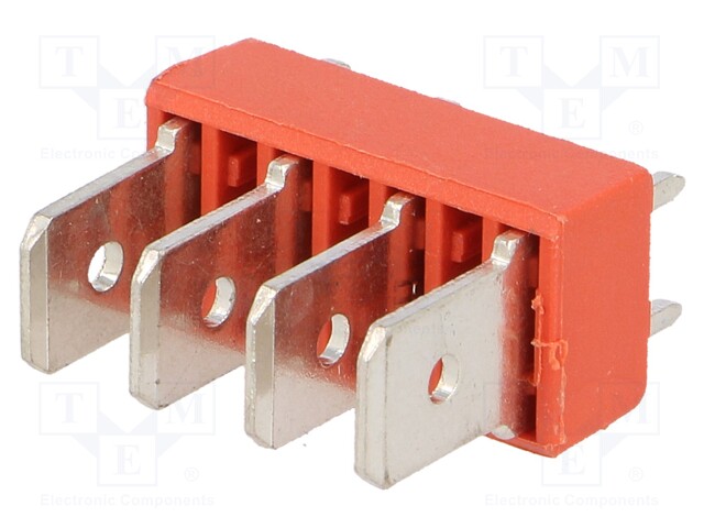 Terminal: spade terminal strip; 6.4mm; 0.8mm; THT; steel; tinned