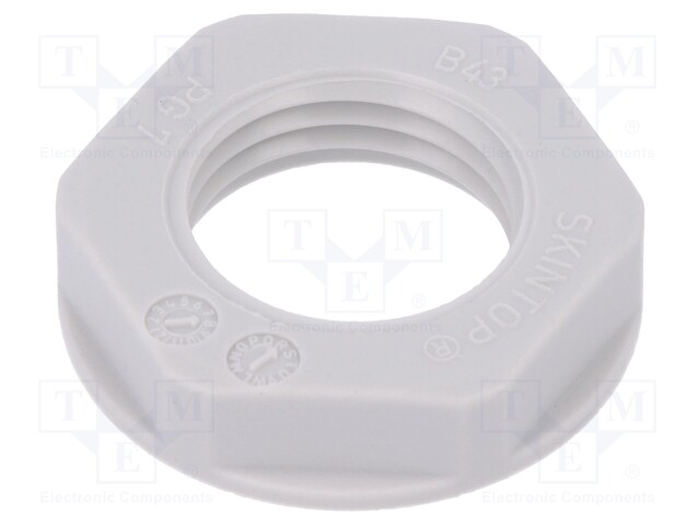 Nut; PG7; polyamide; UL94V-2; 19mm; light grey; -20÷100°C