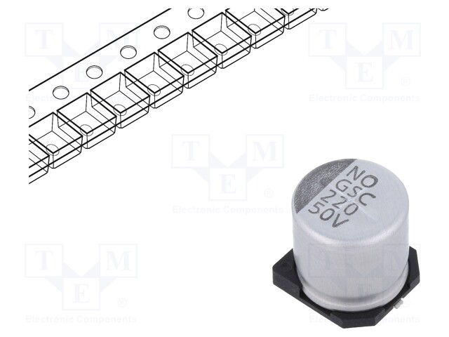 Capacitor: electrolytic; SMD; 220uF; ±20%; -55÷105°C; Series: GSC