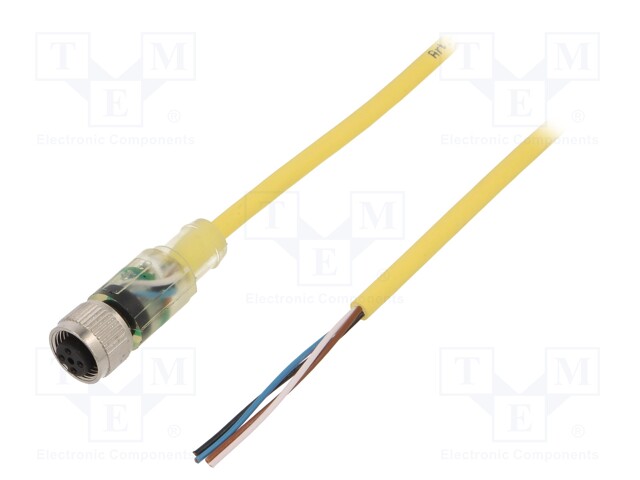 Connection lead; M12; PIN: 4; straight; 5m; plug; 250VAC; 4A; 24VDC