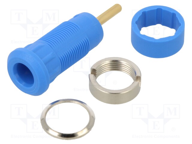 Socket; 1,5mm banana; Overall len: 29mm; blue; insulated