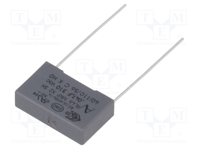 Capacitor: polypropylene; X2; 47nF; 15mm; ±10%; 18x5x11mm; 310VAC