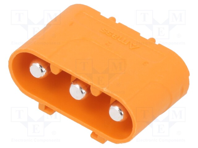 Socket; DC supply; LC; male; PIN: 3; on PCBs; THT; orange; 30A; 1kV