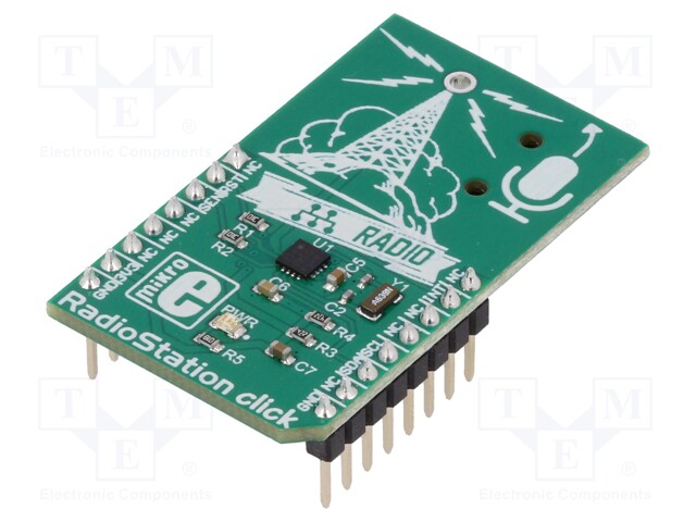 Click board; FM transmitter; I2C; Si4713-B30; mikroBUS connector