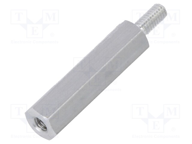 Screwed spacer sleeve; Int.thread: M2,5; 20mm; Ext.thread: M2,5