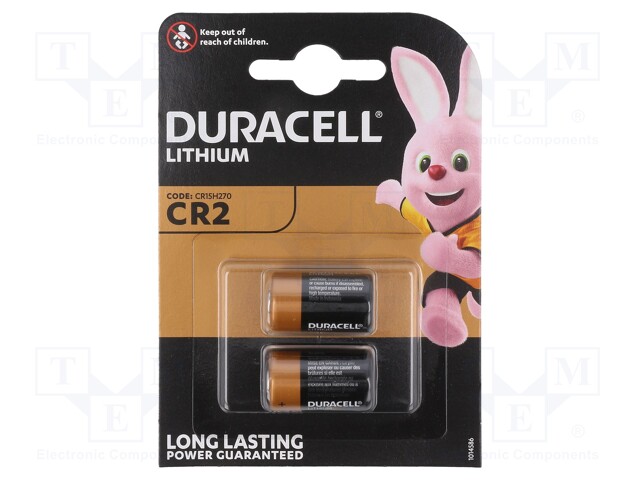 Battery: lithium; 3V; CR2; Batt.no: 2; non-rechargeable