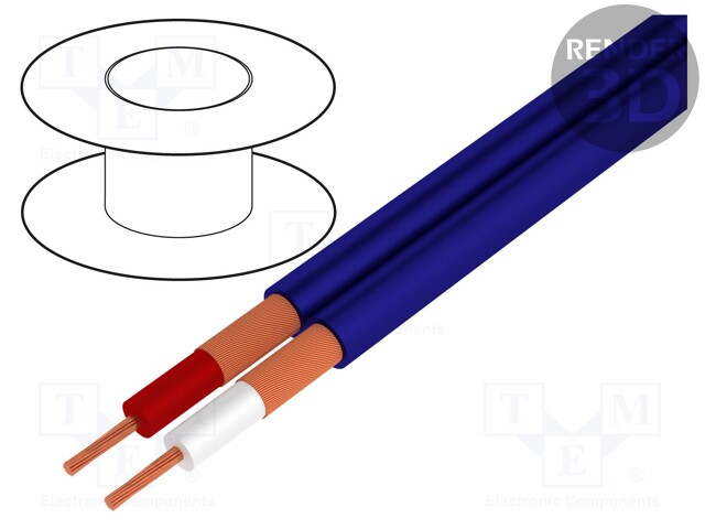 Wire: microphone cable; 2x0,25mm2; blue; OFC; PVC; -15÷70°C; 100m