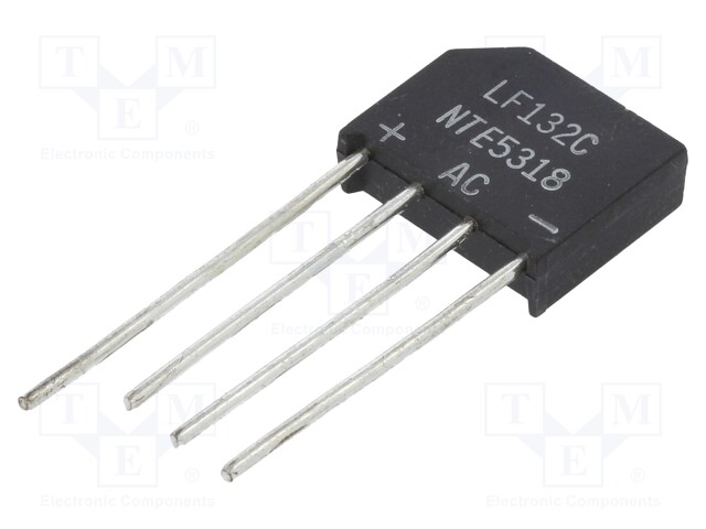 Single-phase bridge rectifier; Urmax: 200V; If: 4A; Ifsm: 200A; THT