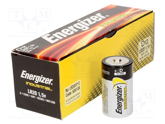 Battery: alkaline; 1.5V; D; Industrial; Batt.no: 12