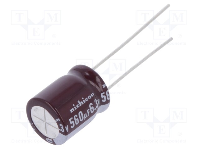 Capacitor: electrolytic; low impedance; THT; 560uF; 6.3VDC; ±20%