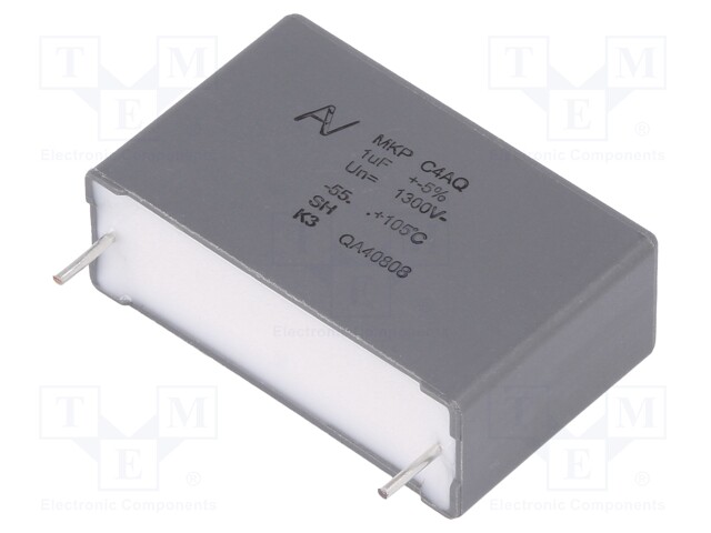 Capacitor: polypropylene; DC-Link; 1uF; ESR: 33.1mΩ; C4AQ; THT; ±5%