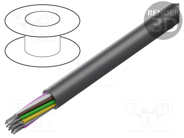 Wire; LiYY A; 16x26AWG; unshielded; 300V; PVC; Cu; stranded