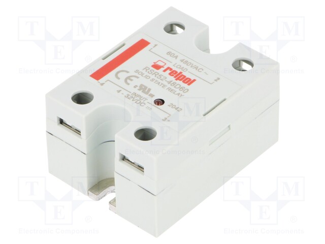 Relay: solid state; Ucntrl: 4÷32VDC; 60A; 48÷530VAC; -30÷80°C; IP20