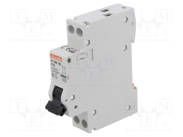 Circuit breaker; 230VAC; Inom: 16A; Poles: 1+N; Charact: C; 6kA; IP20