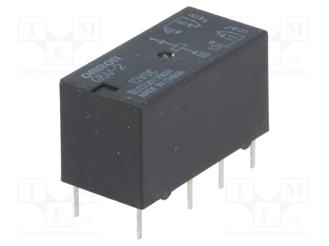 Relay: electromagnetic; DPDT; Ucoil: 12VDC; 0.5A/125VAC; 2A/30VDC