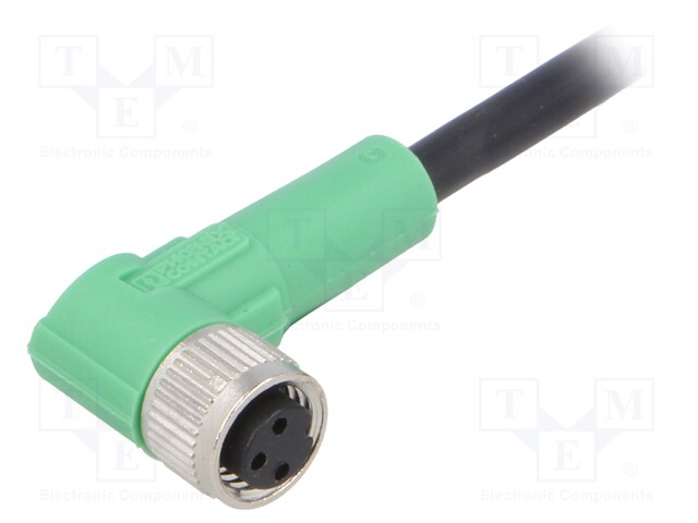 Connection lead; M8; PIN: 3; angled; 5m; plug; 250VAC; 4A; -25÷90°C