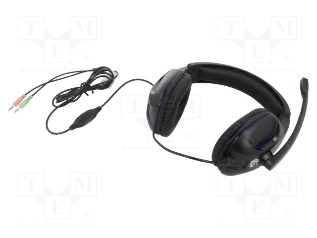 Headphones with microphone; matt black; Jack 3,5mm; headphones