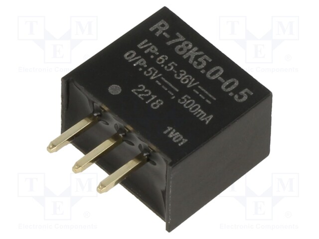 Converter: DC/DC; Uin: 6.5÷36V; Uout: 5VDC; Iout: 500mA; SIP3; 1.7g