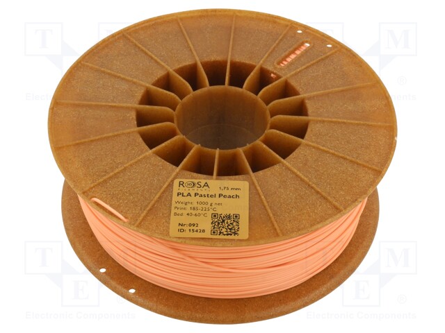 Filament: PLA Pastle; 1.75mm; peach; 185÷225°C; 1kg