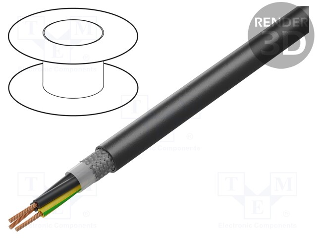 Wire; ÖLFLEX® 409 CP; 3G1,5mm2; tinned copper braid; PUR; black
