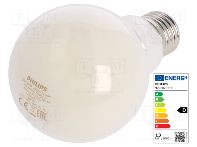 LED lamp; neutral white; E27; 230VAC; 2000lm; 13W; 4000K; CRImin: 80