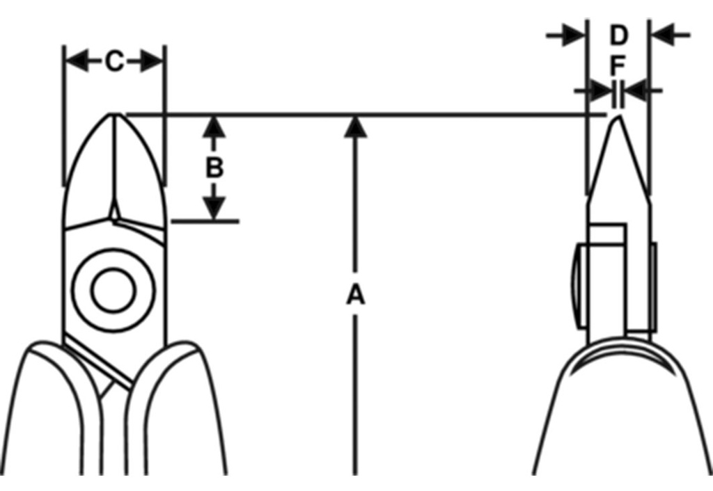 Pliers; side,cutting,precision; oval head,blackened tool