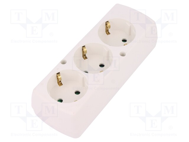 Connector: AC supply; splitter; Layout: 2P+PE; white; 250VAC; 16A