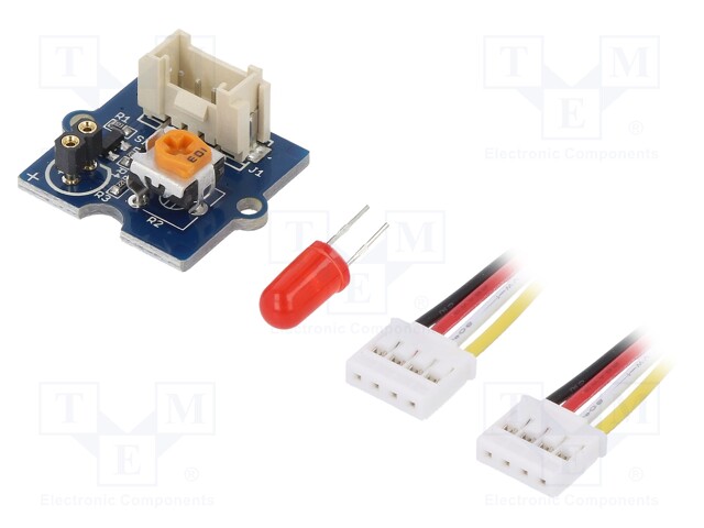 Module: LED; LED diode 5mm red; Grove; 3.3÷5VDC; 20x20x20mm