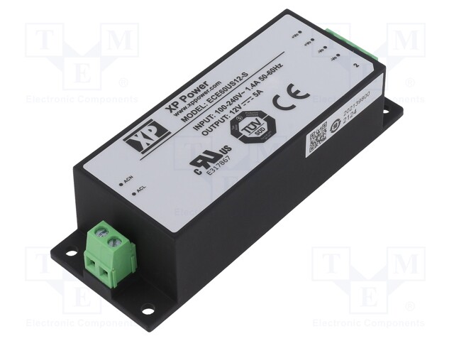 Power supply: switched-mode; 60W; 12VDC; 5A; OUT: 1; 104x40x28.5mm