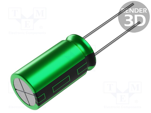 Capacitor: electrolytic; THT; 22uF; 63VDC; Ø10x16mm; ±20%; 2000h