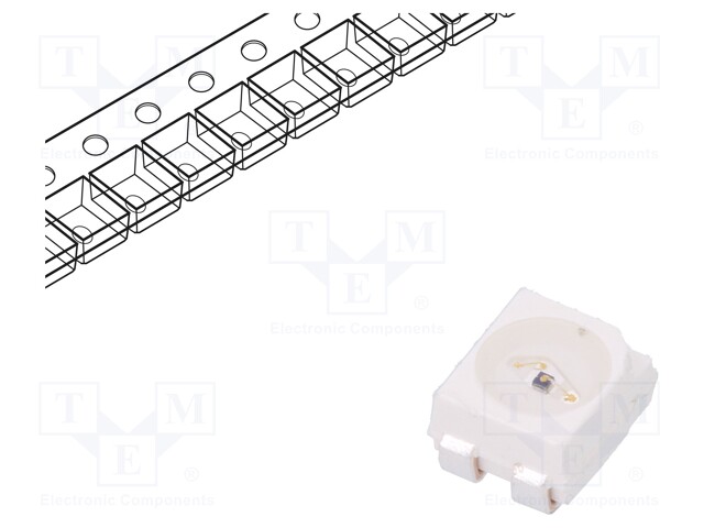 LED; SMD; 3528,PLCC4; red-orange; 285÷715mcd; 3.5x2.8x1.9mm; 120°