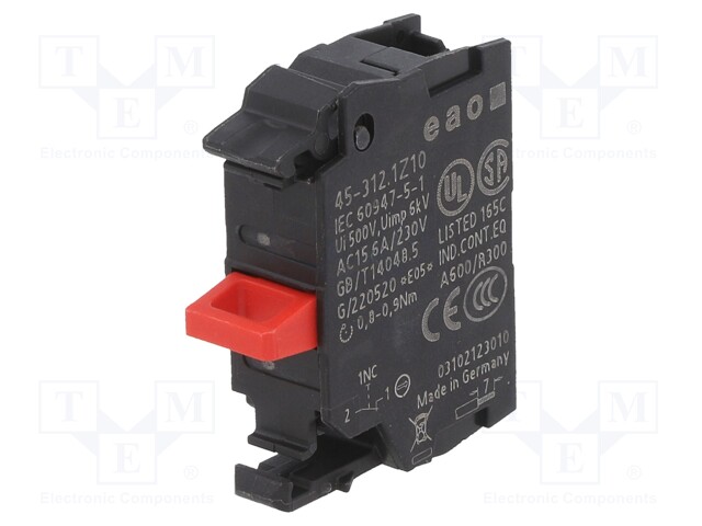 Contact block; 22mm; 45; -25÷70°C; front fixing; Contacts: NC; 10A