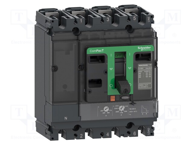 Power breaker; Poles: 4; DIN; Inom: 125A; NSX; IP40; -25÷70°C; 690VAC