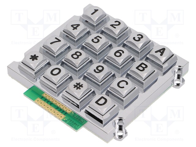 Keypad: metal; No.of butt: 16; none; metal; 200mΩ; 1.5N; 20mA; W: 76mm