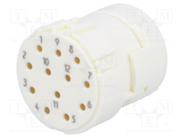 Connector: M23; PIN: 12; female; crimped; w/o contacts; 200V; 8A