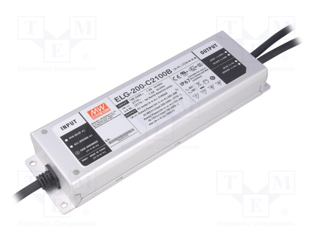 Power supply: switched-mode; LED; 201.6W; 48÷96VDC; 2100mA; IP67